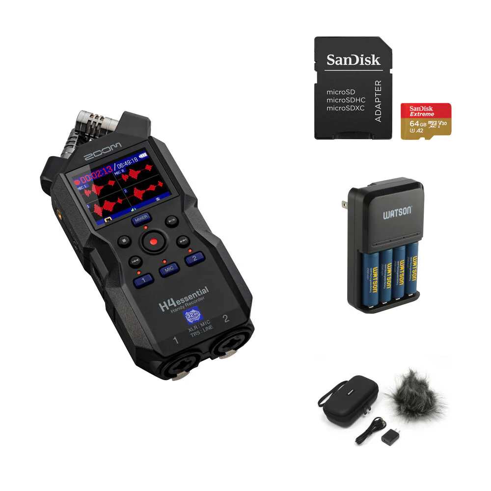 Zoom H4essential 4-Track 32-Bit Float Portable Audio Recorder with Deluxe Kit
