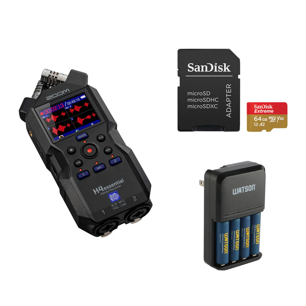 Zoom H4essential 4-Track 32-Bit Float Portable Audio Recorder with Essentials Kit